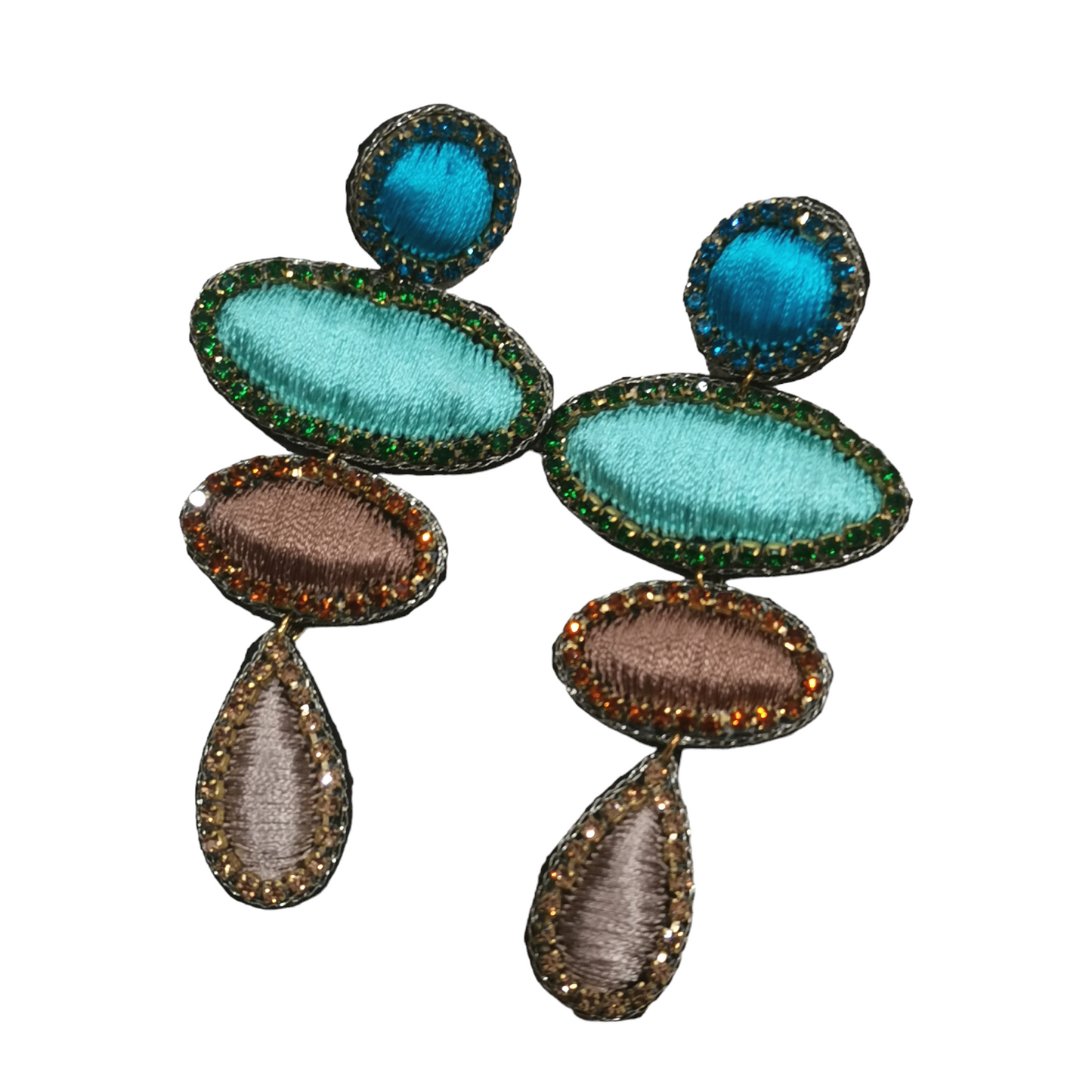 Boucles d'Oreilles Pendantes en Tissu Brodé Fait Main - Cose di Bottega