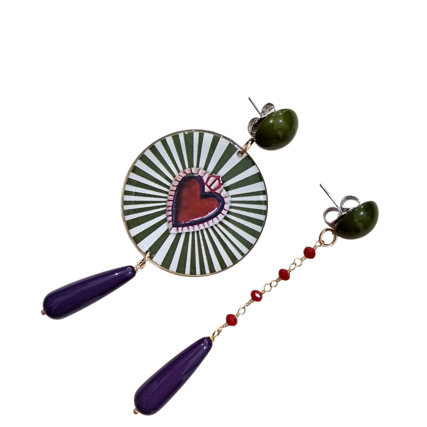 Boucles d’oreilles Cœur Vert