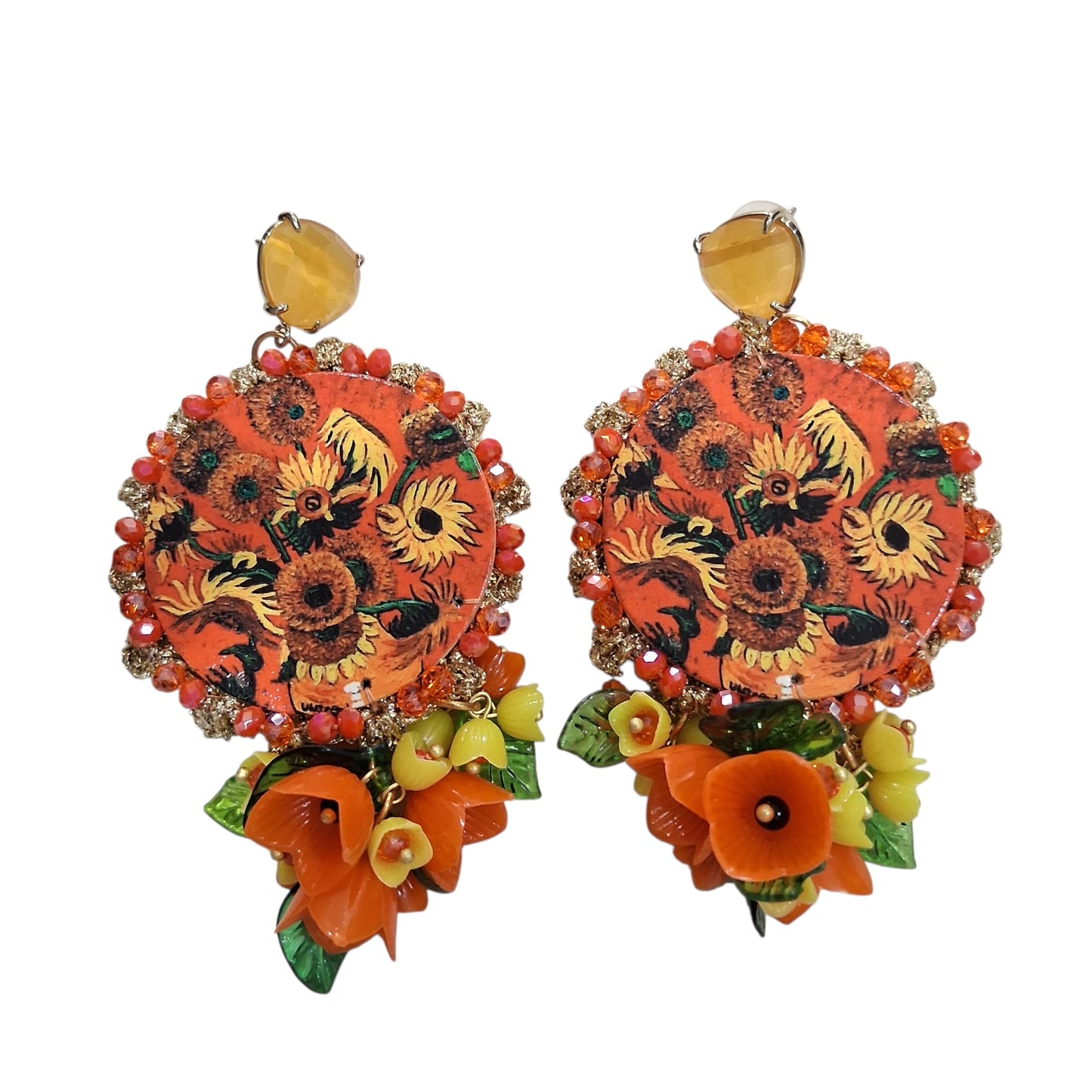 Boucles d’oreilles artisanales “Tournesols”