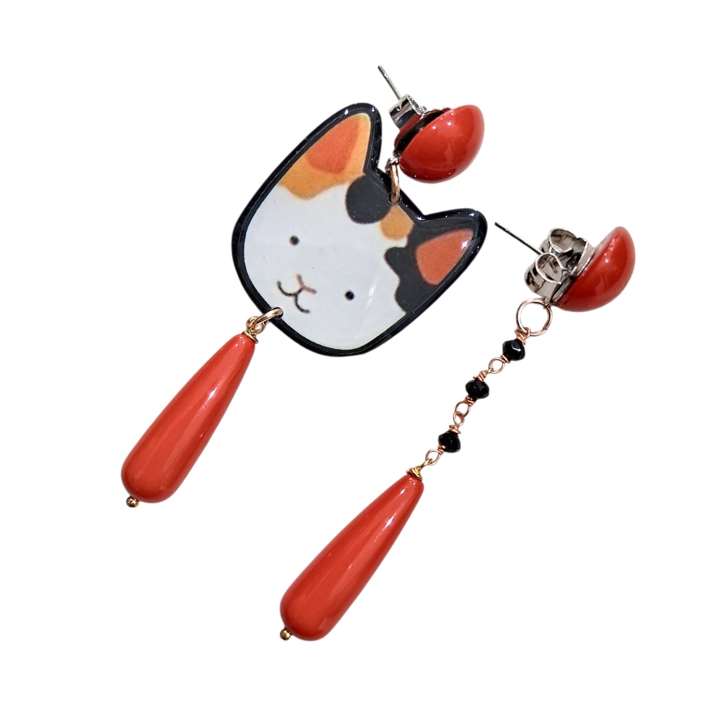 Boucles d’oreilles Chat Orange