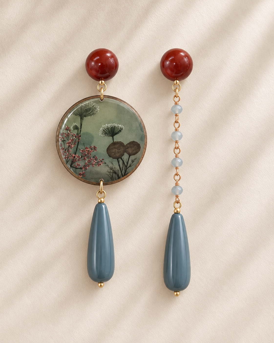 Boucles d’oreilles jardin vert en plexiglas et cristaux