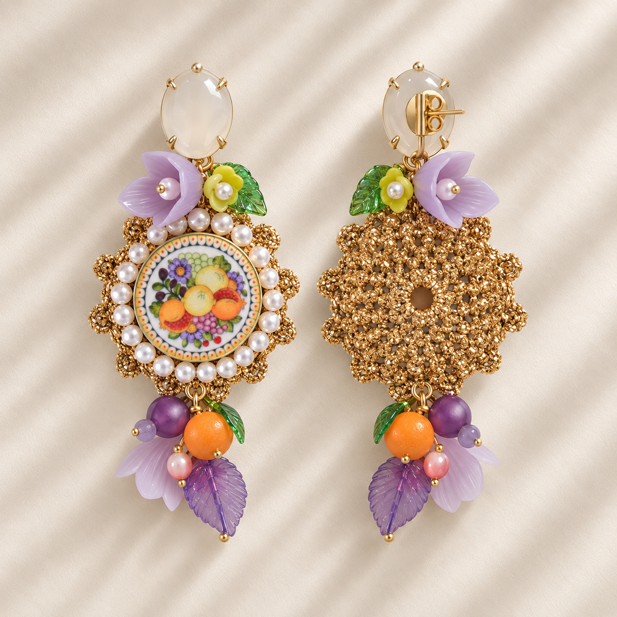 Purple Mediterranean Lemon Earrings