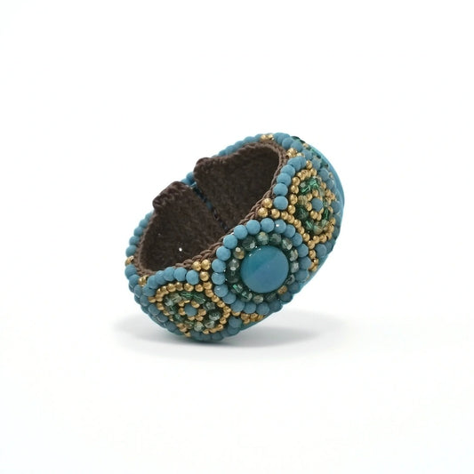Bracelet Brodé à la Main avec Pierres Semi-Précieuses, Cristaux et Quartz Rose - Cose di Bottega