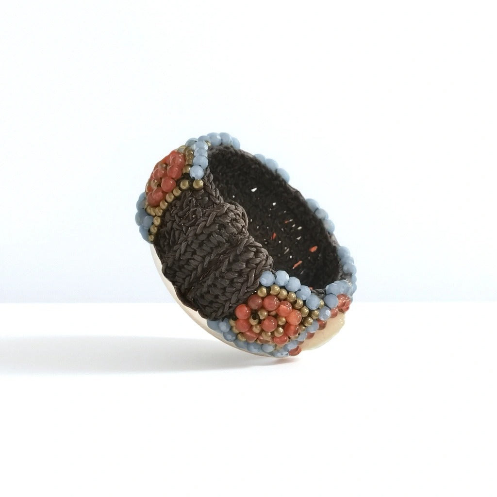Bracelet Brodé à la Main avec Cristaux et Quartz Rose - Cose di Bottega