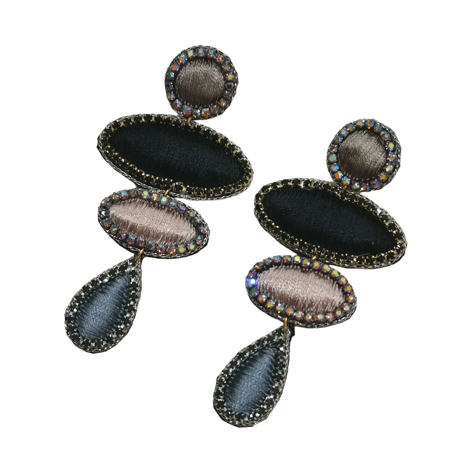Boucles d'Oreilles Pendantes en Tissu Brodé Fait Main - Cose di Bottega