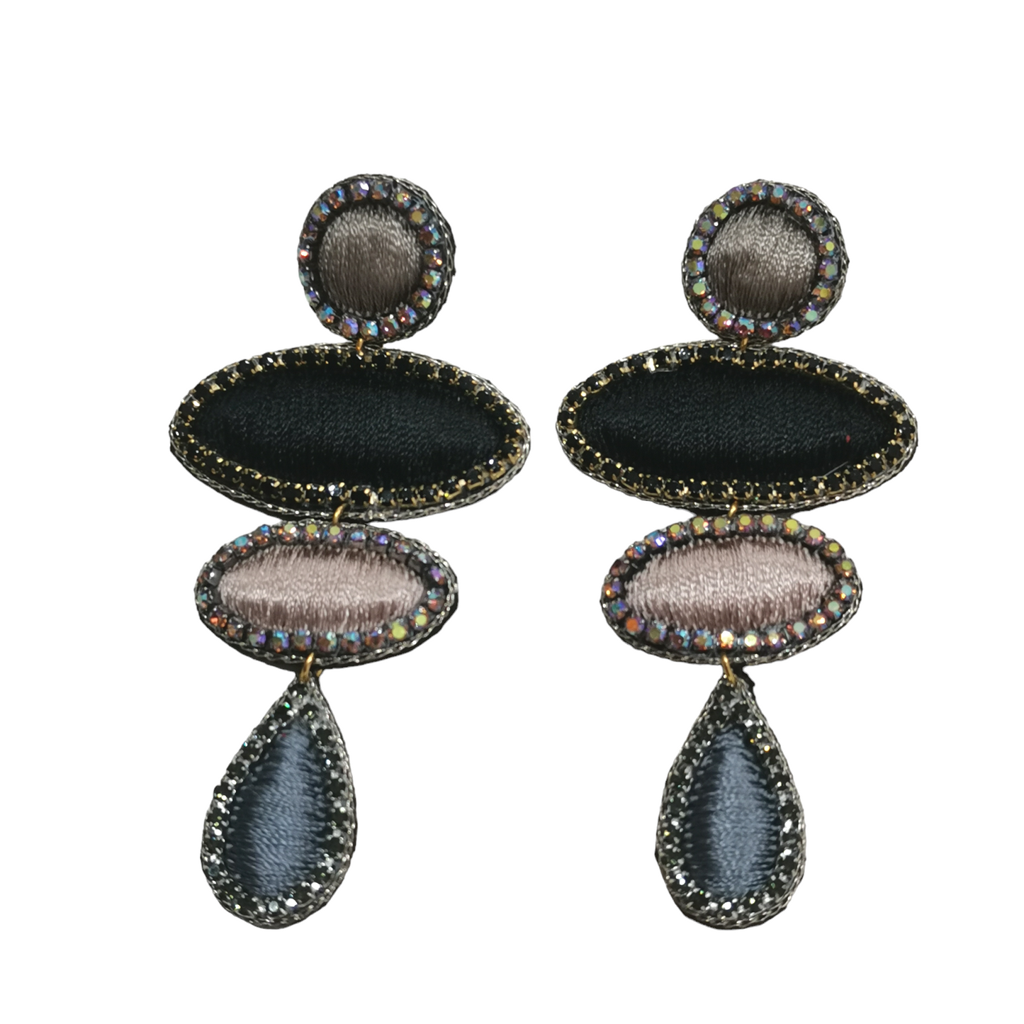 Boucles d'Oreilles Pendantes en Tissu Brodé Fait Main - Cose di Bottega