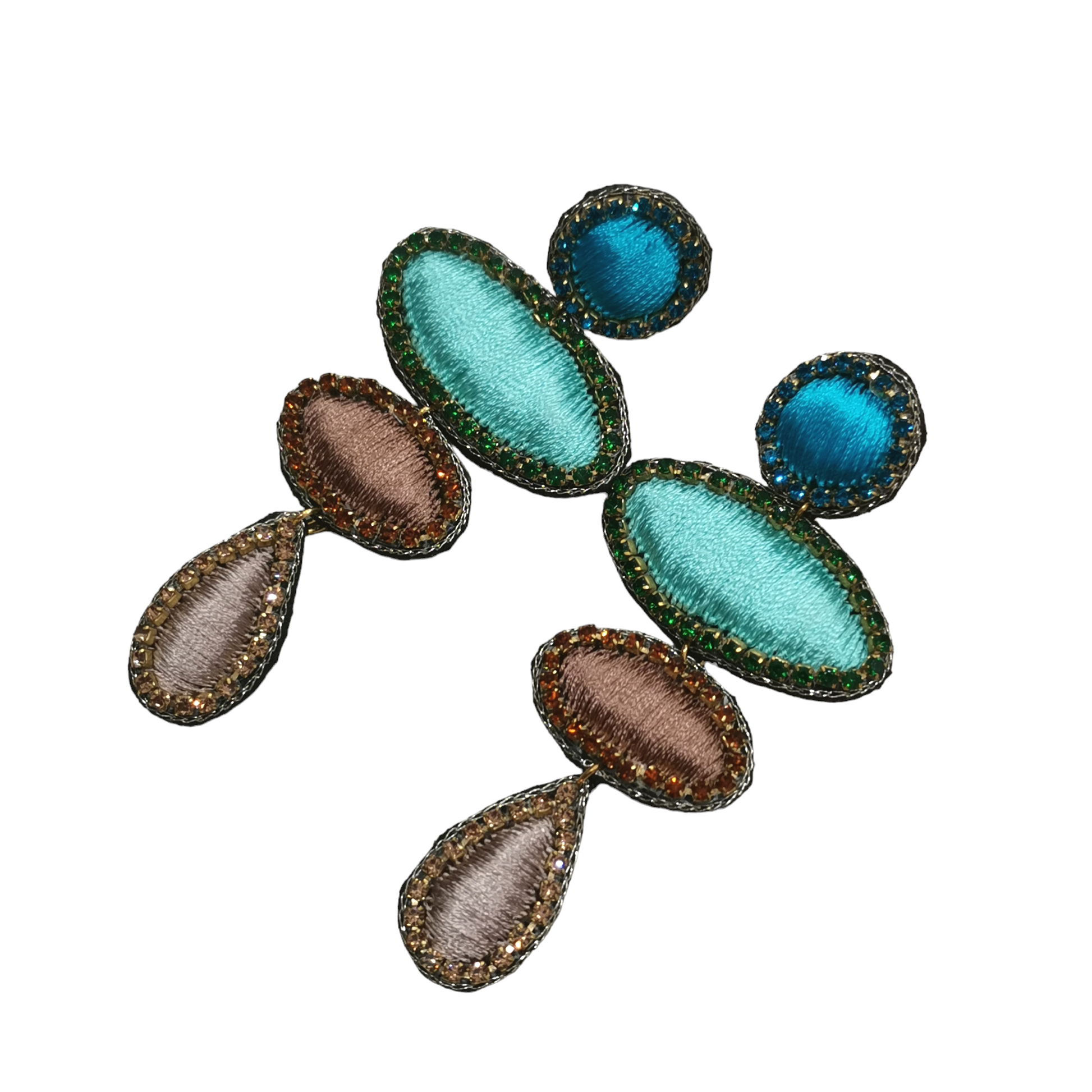 Boucles d'Oreilles Pendantes en Tissu Brodé Fait Main - Cose di Bottega