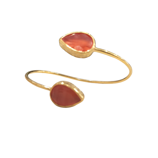 Bracelet "Antalya" en laiton plaqué or avec pierre Œil de Chat - Cose di Bottega