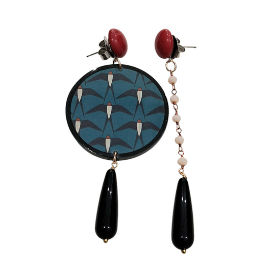 Boucles d’Oreilles Asymétriques avec Hirondelles
