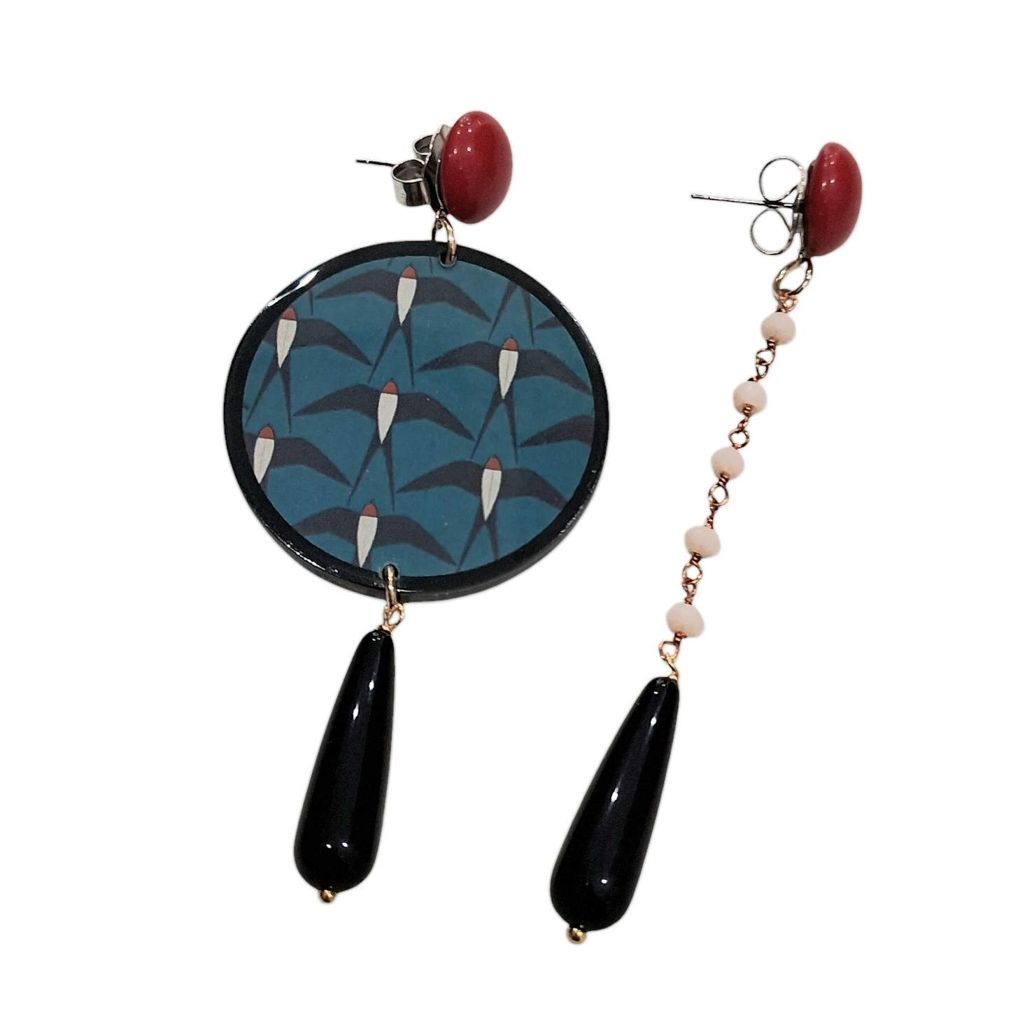 Boucles d’Oreilles Asymétriques avec Hirondelles