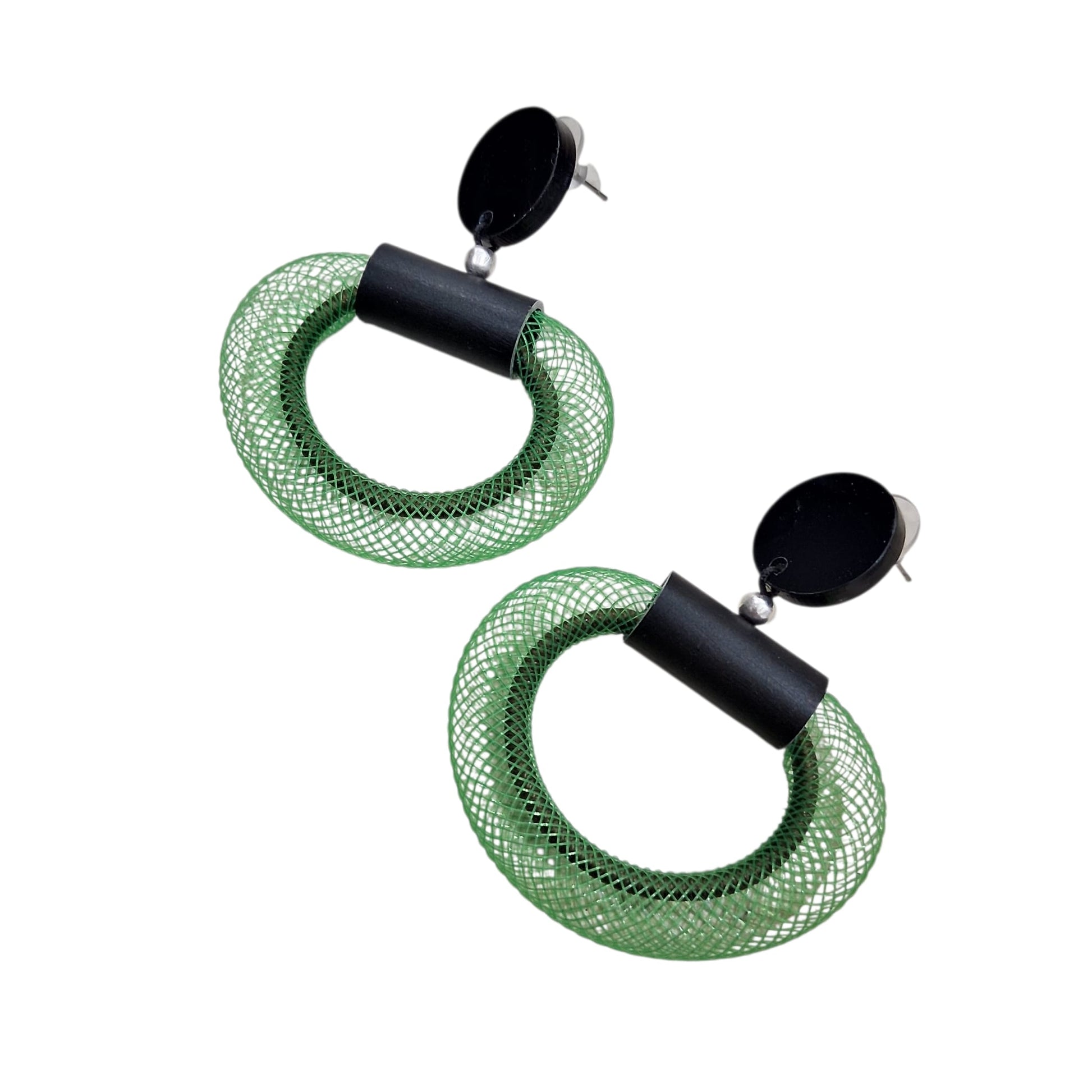 Boucles d’oreilles Vert  en Maille, Résine et Aluminium - Cose di Bottega