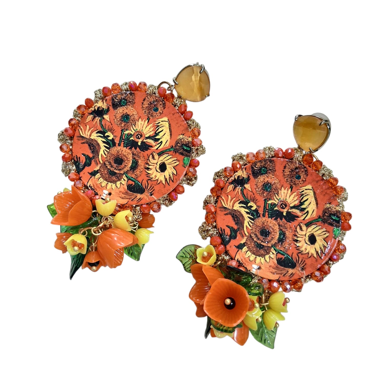 Boucles d’oreilles artisanales “Tournesols”