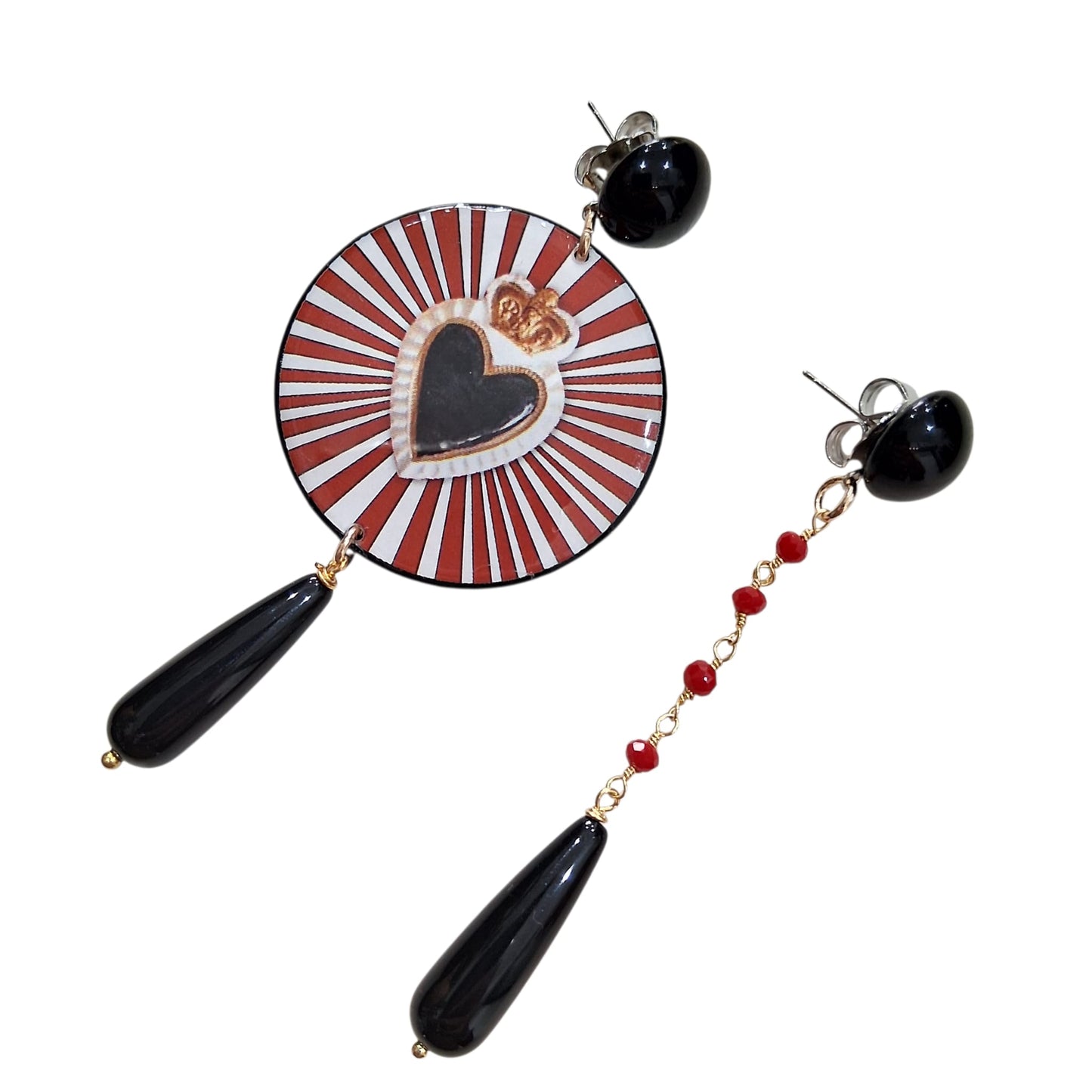 Boucles d’oreilles Cœur Noir - Cose di Bottega