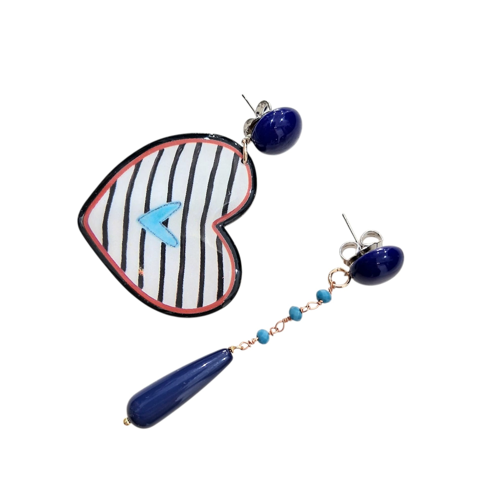 Boucles d’oreilles Cœur Graphique Bleu - Cose di Bottega