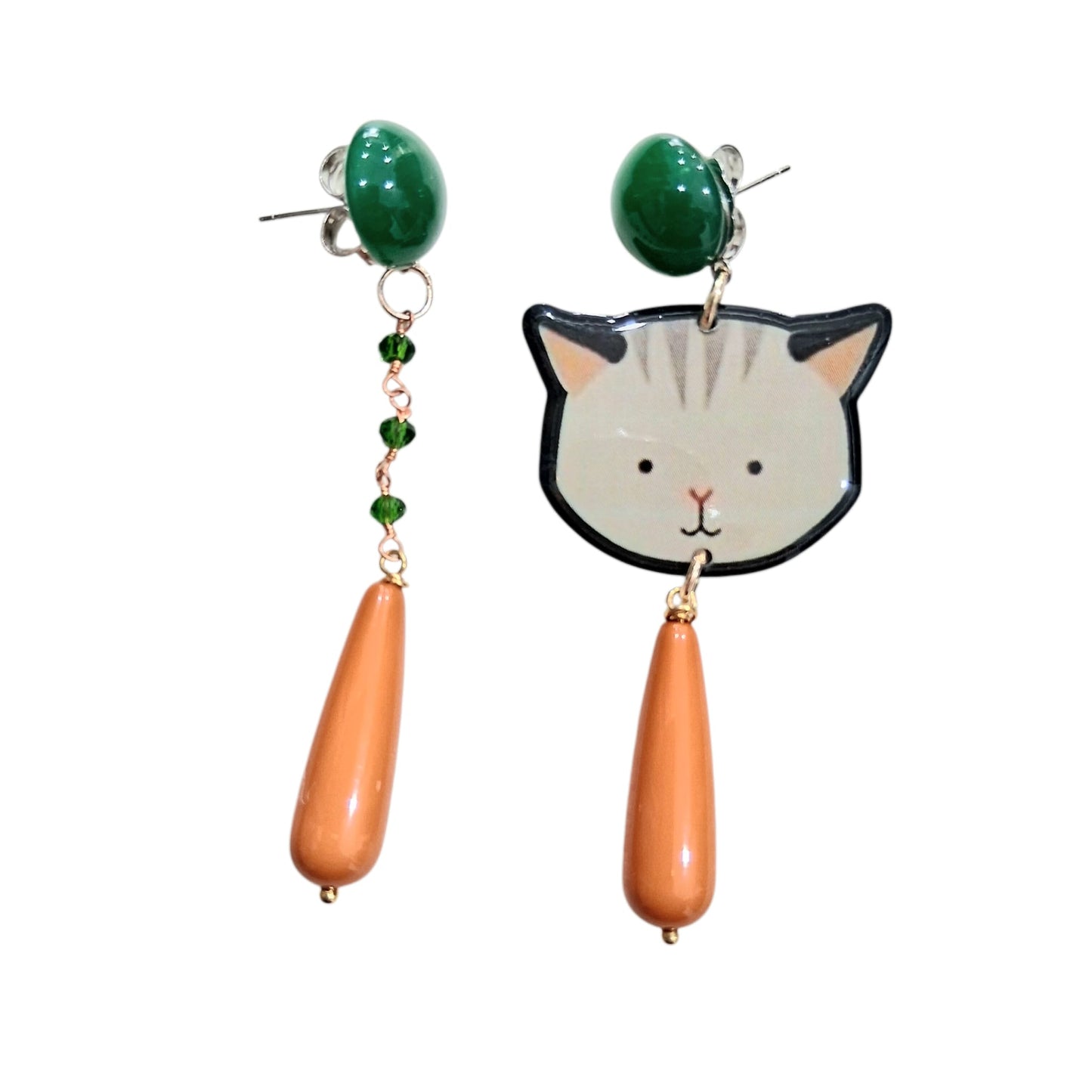 Boucles d’oreilles Chat Vert
