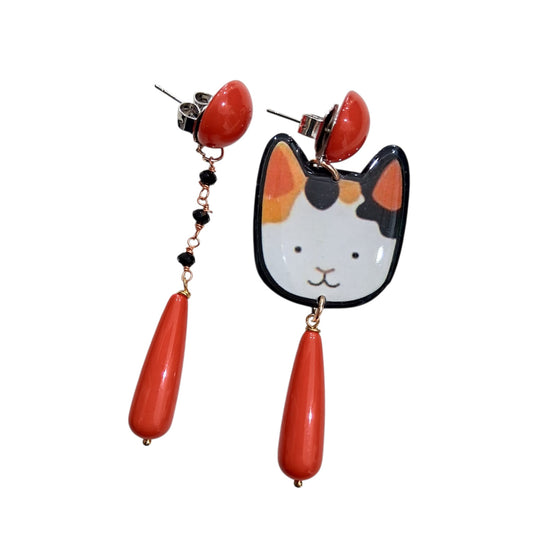 Boucles d’oreilles Chat Orange
