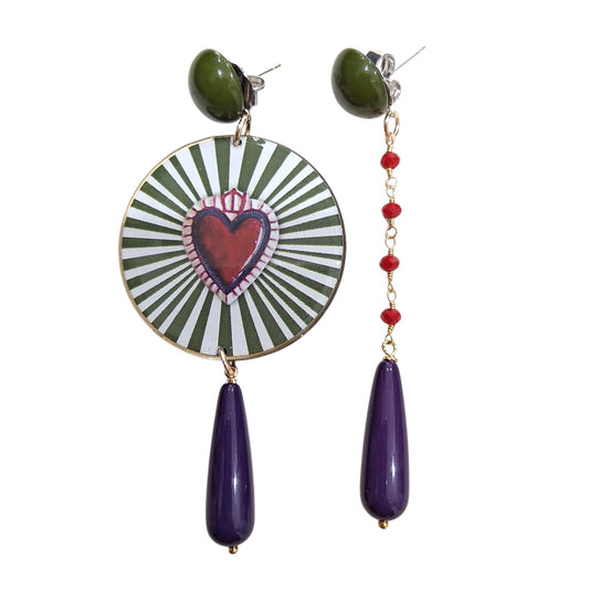 Boucles d’oreilles Cœur Vert