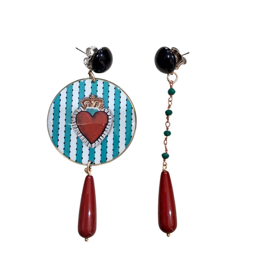 Boucles d’oreilles Cœur Bleu - Cose di Bottega