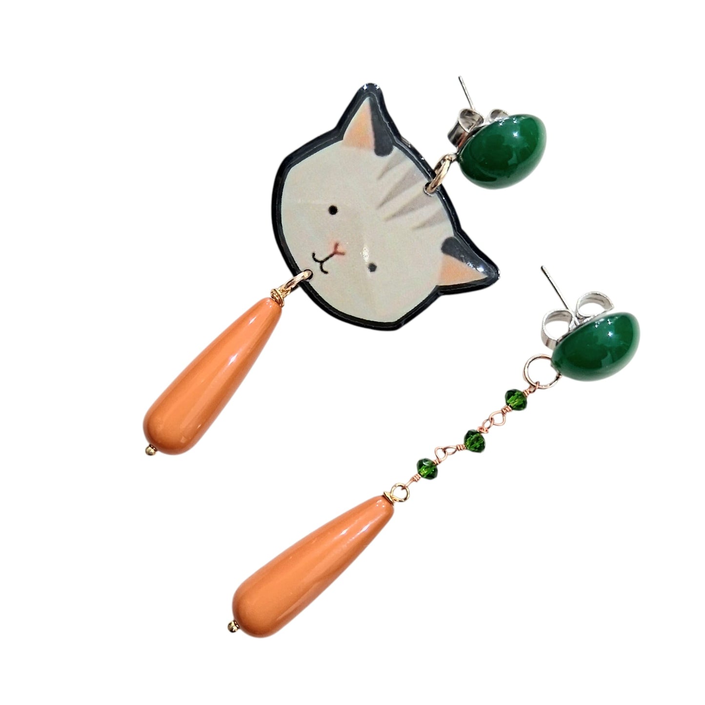 Boucles d’oreilles Chat Vert