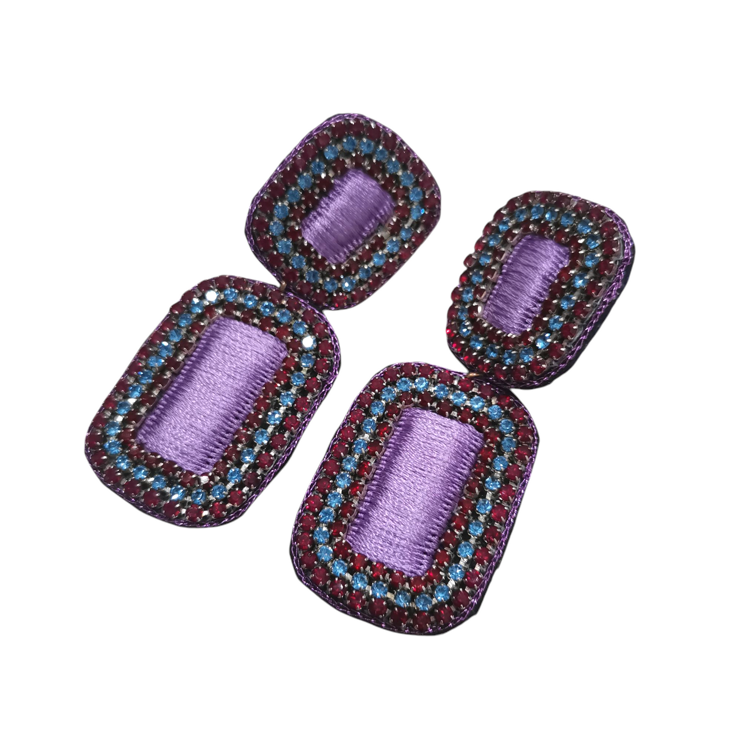 Boucles d’Oreilles Brodées à la Main Effet Pierres Précieuses