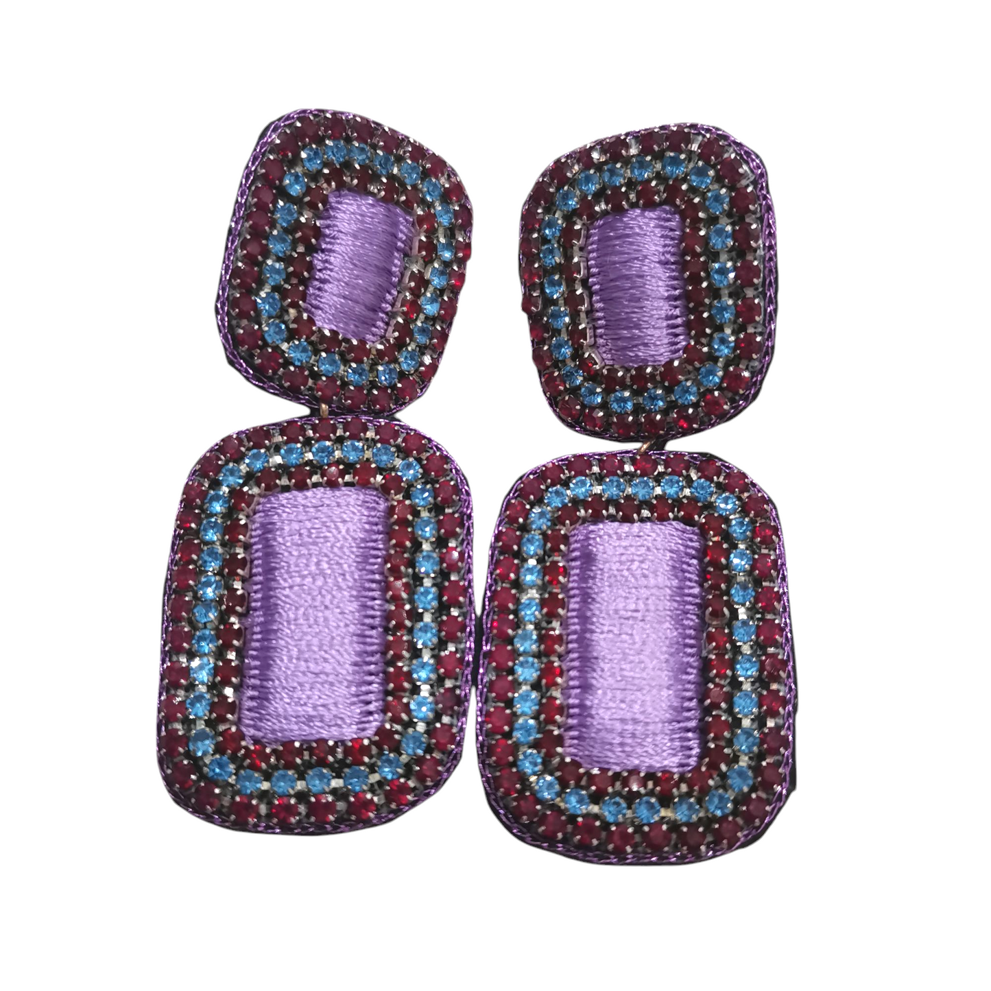 Boucles d’Oreilles Brodées à la Main Effet Pierres Précieuses