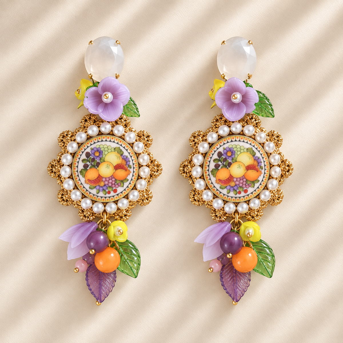 Purple Mediterranean Lemon Earrings