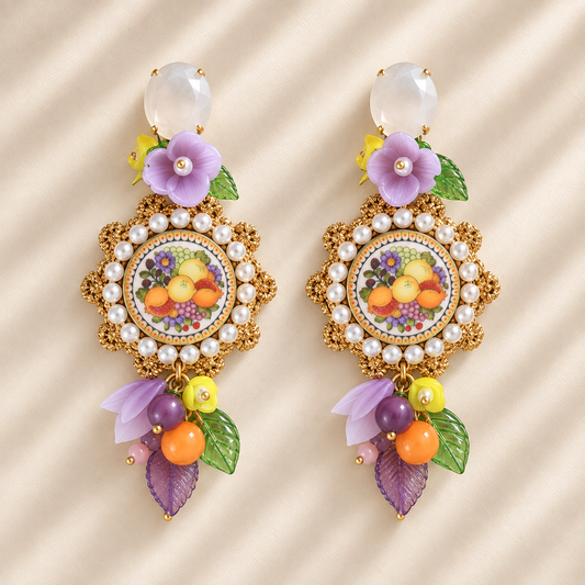 Boucles d’oreilles Citrons violettes