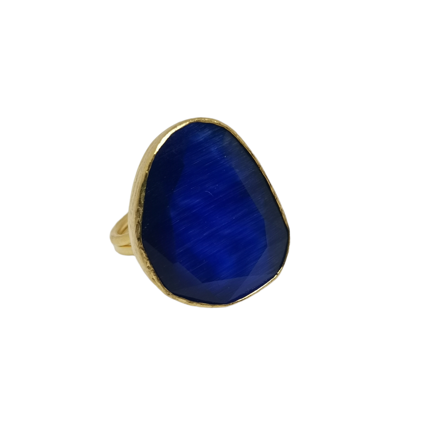 Bague Lumineuse en Laiton Plaqué Or ou Argent avec Pierre Œil de Chat - Cose di Bottega