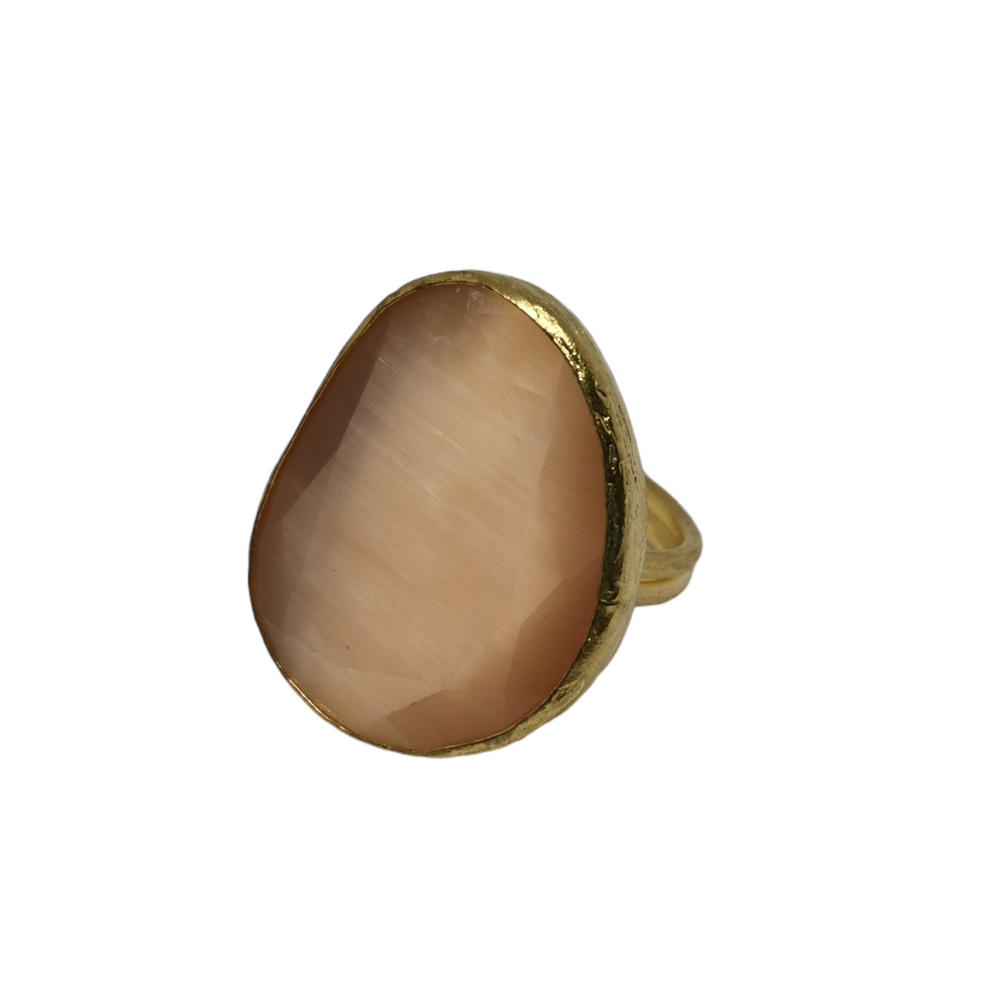 Bague Lumineuse en Laiton Plaqué Or ou Argent avec Pierre Œil de Chat - Cose di Bottega